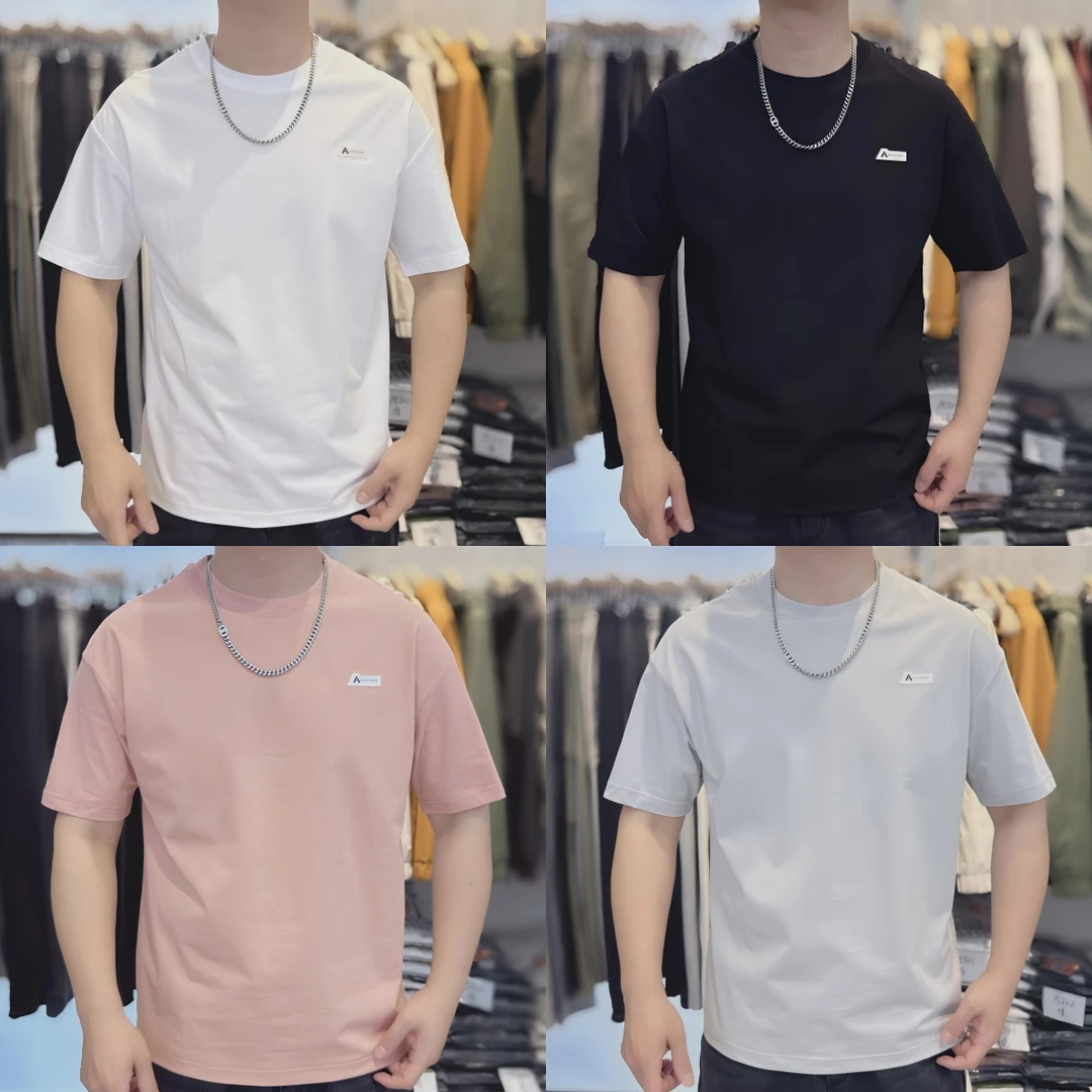 2025夏季字母刺绣印花百搭舒适宽松休闲情侣时尚圆领短袖Y2501