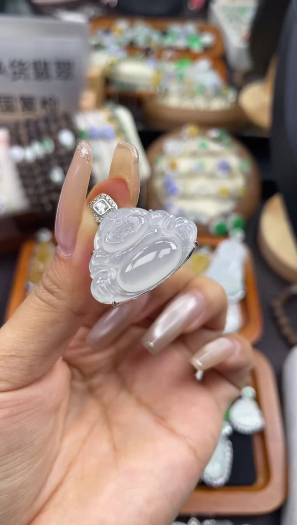 吊坠(不含链)银S925镶嵌翡翠吊坠