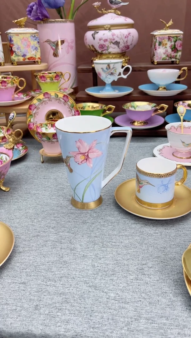 【闪购商品】专拍马克杯蓝蜂鸟杯碟