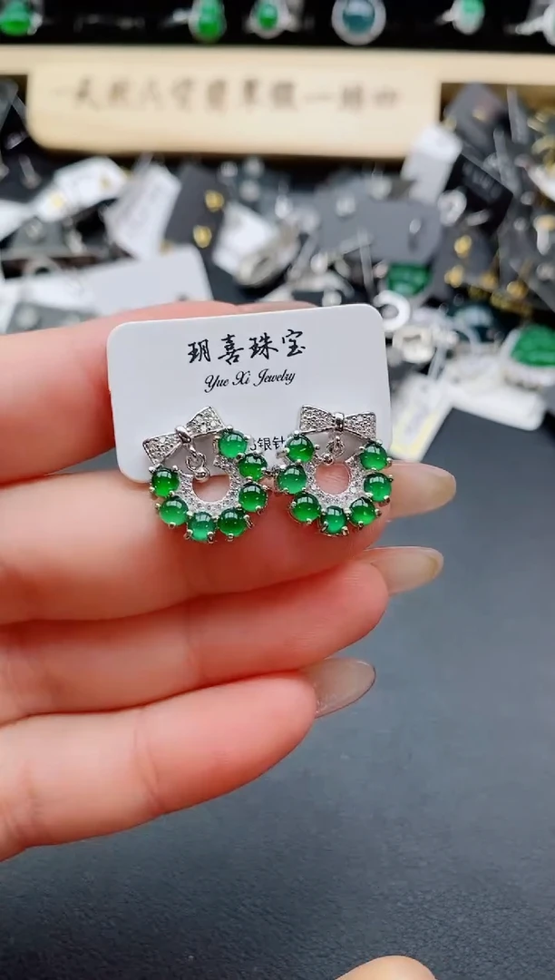 银S925镶嵌戒指翡翠1