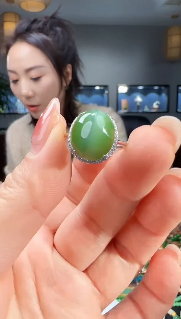 银S925镶嵌戒指和田玉1