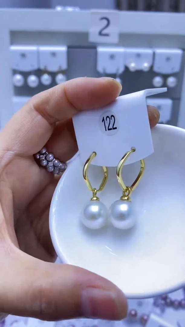 银S925镶嵌耳饰淡水珍珠122
