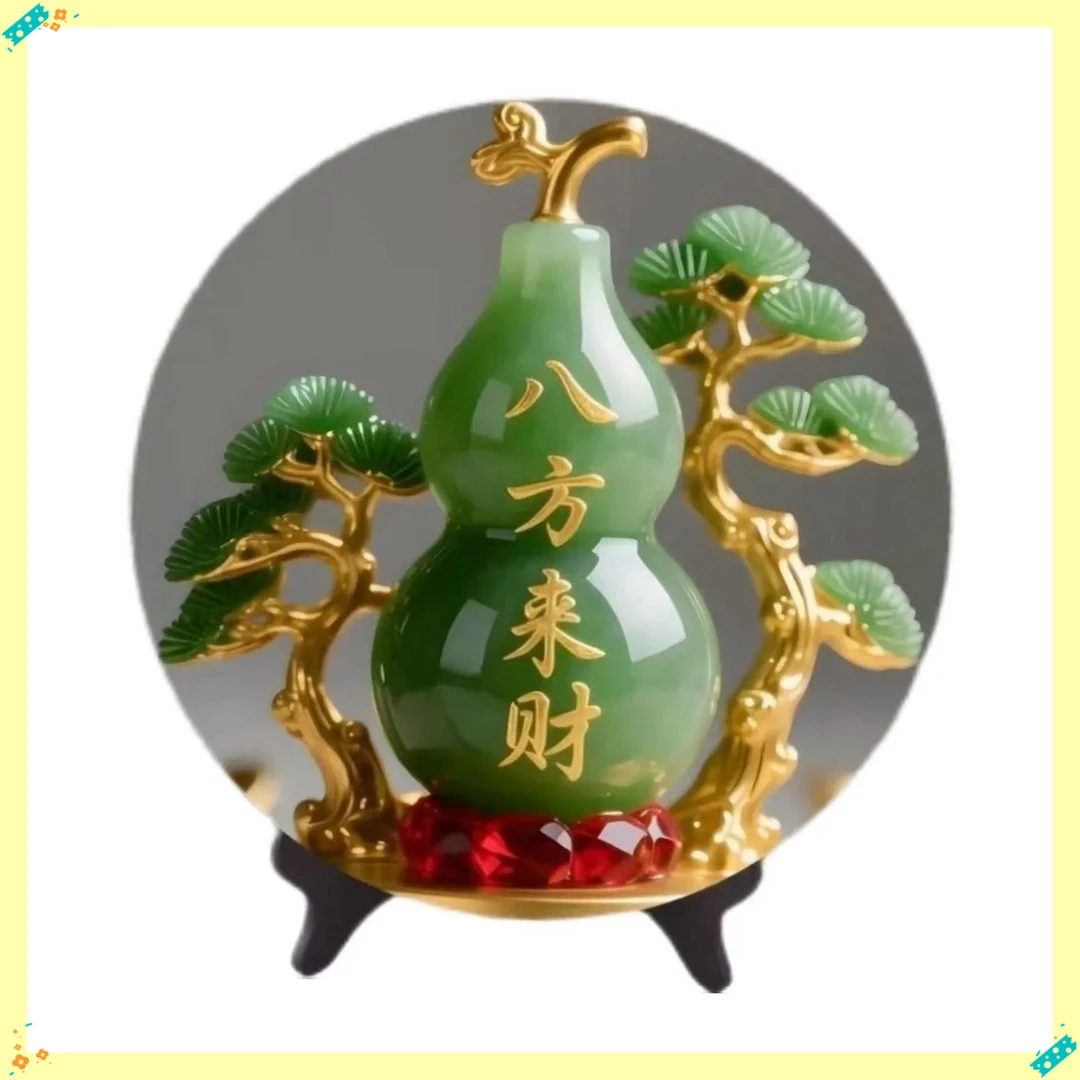 八方来财翠玉葫芦招财客厅DWLW摆件家用旺宅转运桌面玄关家【燕学】