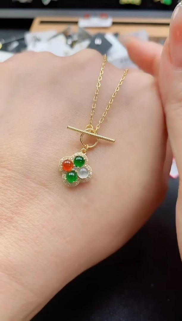 吊坠(不含链)银S925镶嵌翡翠1