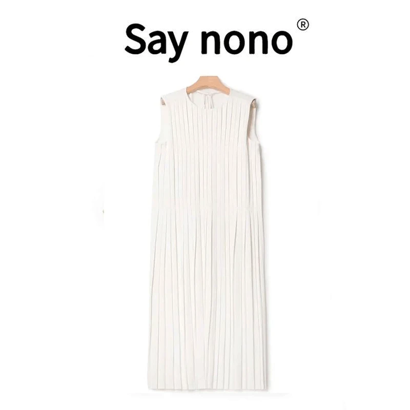 懒猫nonolSaynono休闲裙子夏季肌理镂空珠片长裙无袖女装LSQ22826