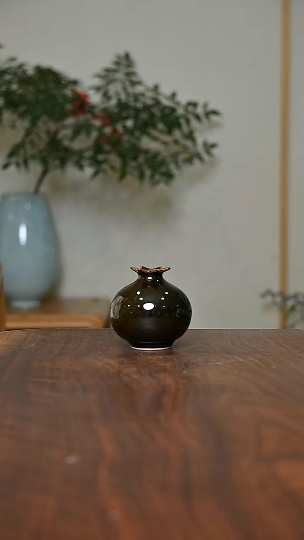 石榴瓶 矿石釉 微瑕 朱家汝窑款