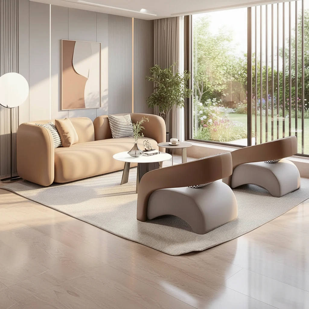 商务洽谈沙发高档酒店大堂美容院办公轻奢接待会客沙发茶几组合