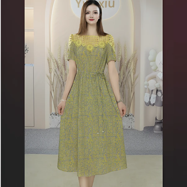 夏季气质减龄高级感连衣裙丝质透气连衣裙