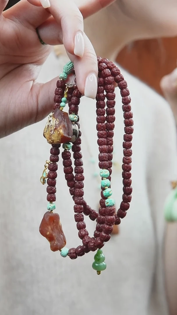 裸石蜜蜡未镶嵌佛手小金刚手串设计款