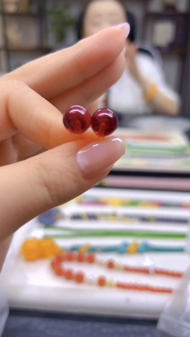 血珀14K金镶嵌耳饰DIY款E19