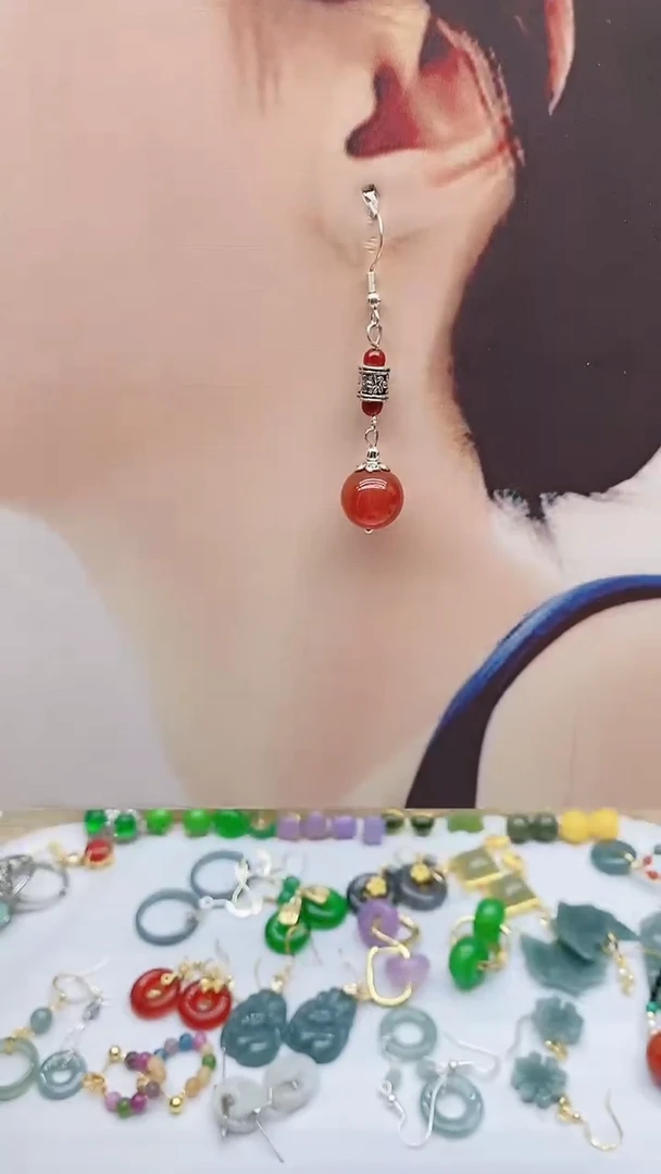 未镶嵌南红玛瑙耳饰100