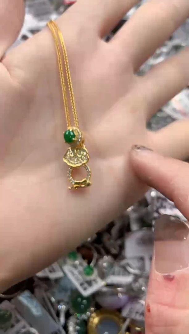 银S925镶嵌戒指翡翠666   3