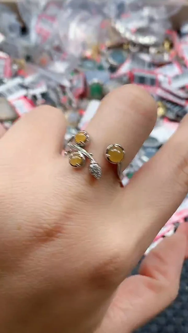 银S925镶嵌戒指翡翠天然A货缅甸翡翠