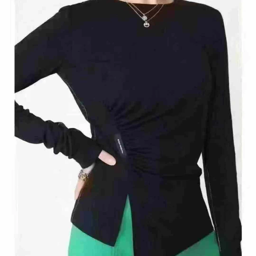 不支持退换/T抗皱少女风不对称运动修身女设计师圆领长袖1300814