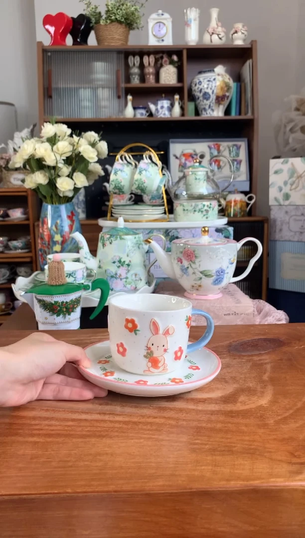 陶瓷【限时福利】田园兔杯碟