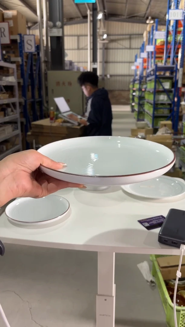 玻璃纸白磁千段　平皿８号(24,5cm)