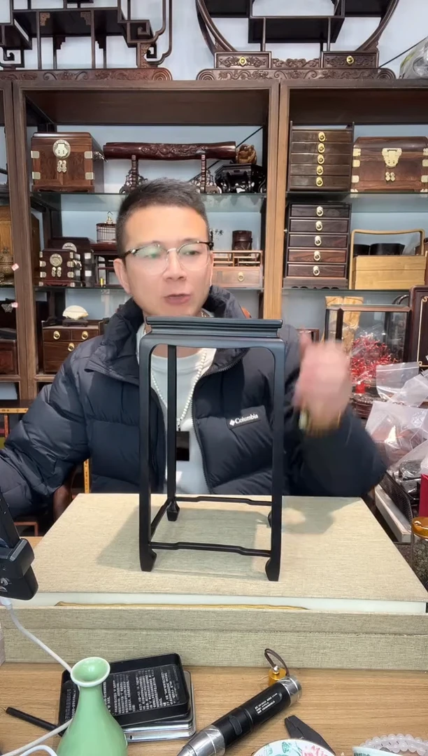 乌木类书架396紫光檀明式花架大号16*31 瑕疵