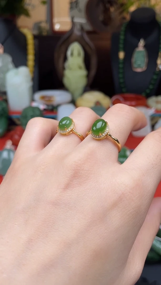 和田玉戒指银S925镶嵌戒指多样性发其一f069