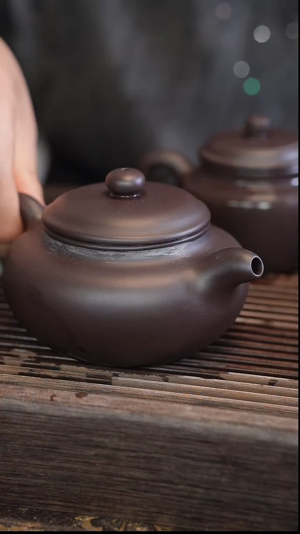 茶壶紫砂仿古 蓝莲花 半手工 350cc