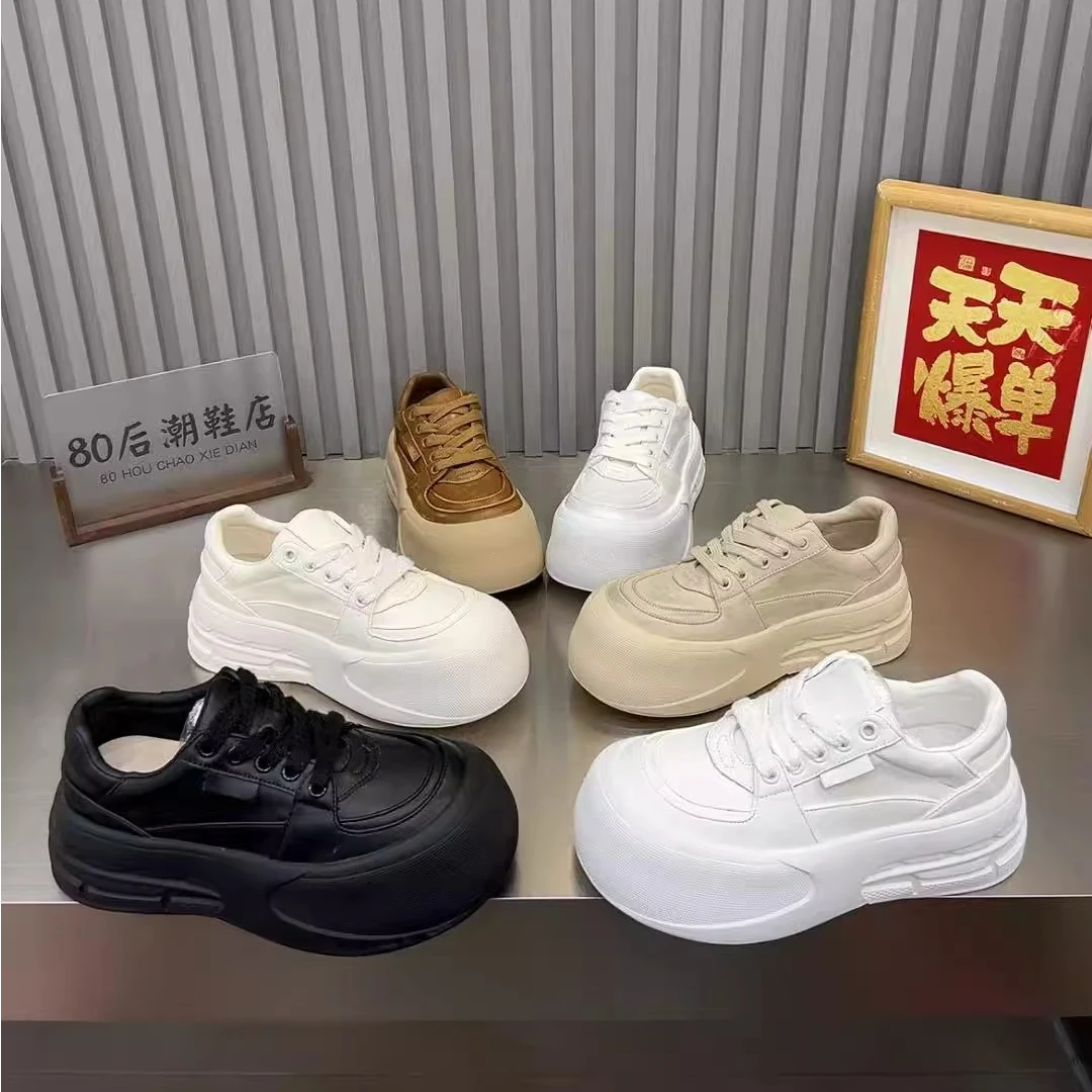 百搭休闲运动板鞋松糕厚底小白鞋女早秋新款5CM增高面包鞋女鞋潮