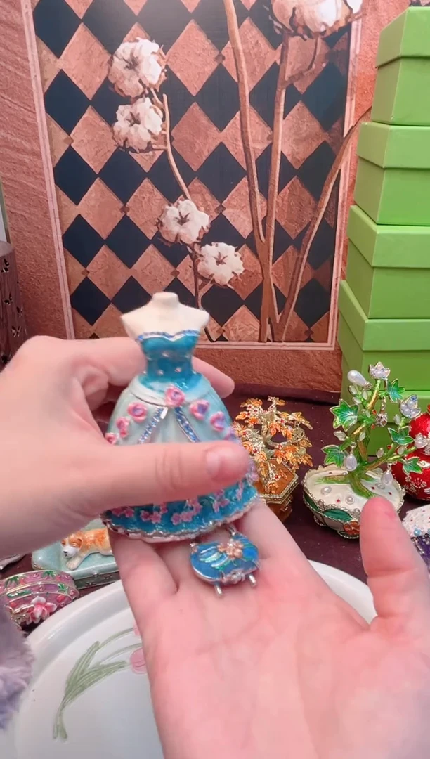 锌合金珐琅彩首饰盒摆件默认微瑕不退不换～