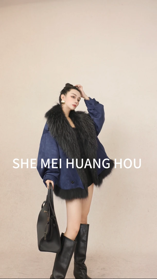 （巴黎冬季）原创轻奢貉子毛皮草冬季新鹅绒皮草派克外套25922