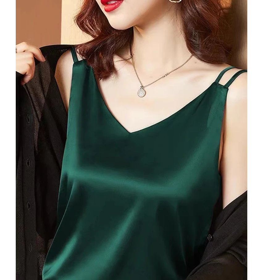 【满月场专属】KK8005 气质缎面吊带背心女内搭西装v领吊带ZL2-3