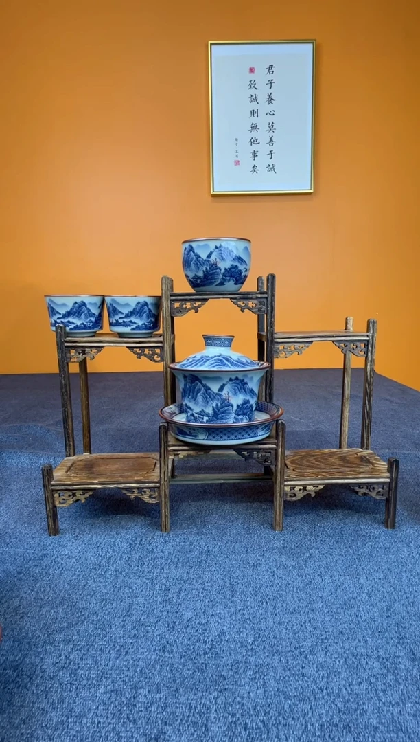 慕*雨釉里红盖碗+主人杯+2客杯