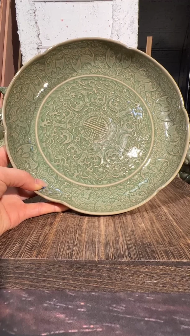 微瑕耀州窑百福盘