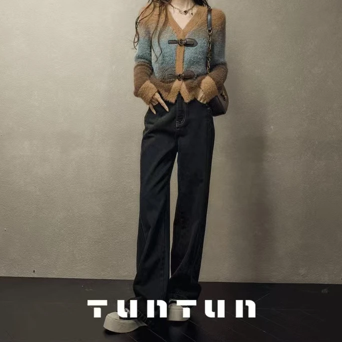 ZM服饰【纳帕海】美到失语 艺术感慵懒风渐变毛毛针织衫开衫