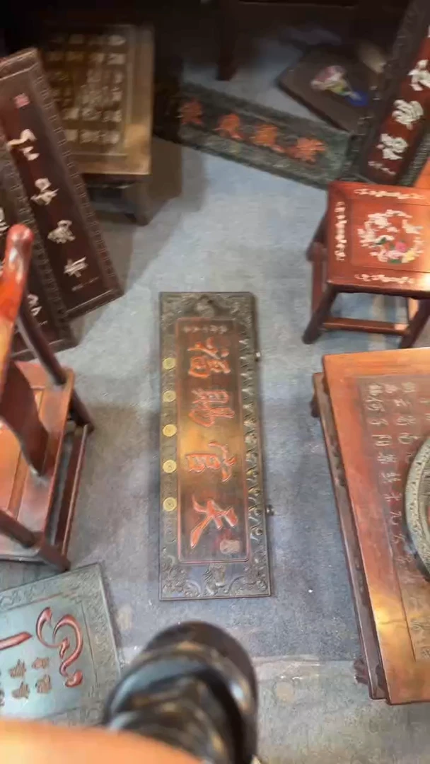 非洲紫檀（红花梨）蓝***啡75x24cm挂匾天官赐福