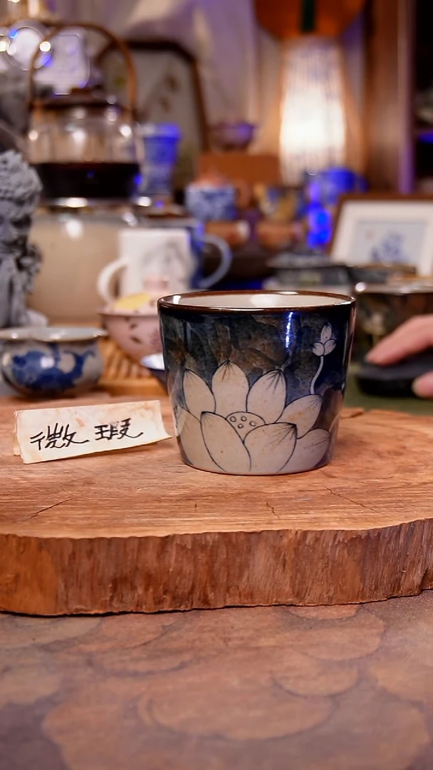 杯子陶荷花手工手绘手工手绘
