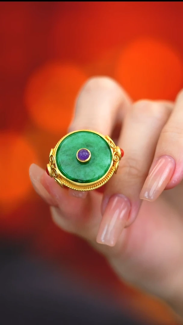 银S925镶嵌戒指翡翠新款