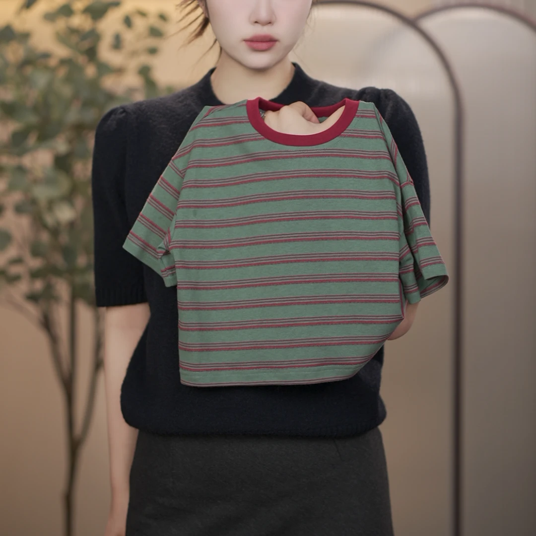 【现货断码不加】儿童韩版新款时尚小众高级百搭条纹T桖男女童上衣