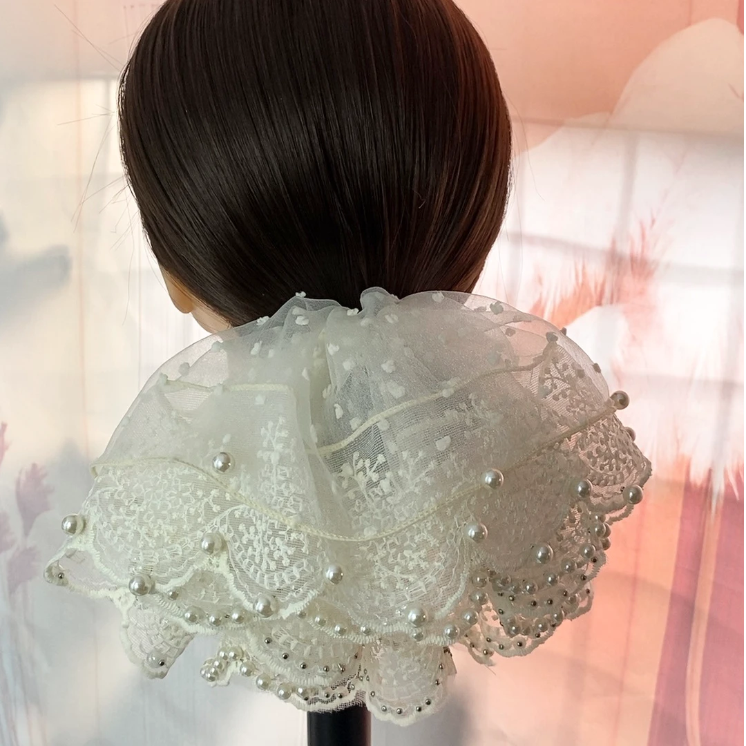 梦中的婚礼头饰超大版褶皱发圈蕾丝发饰四层纱料大肠圈原创头绳女