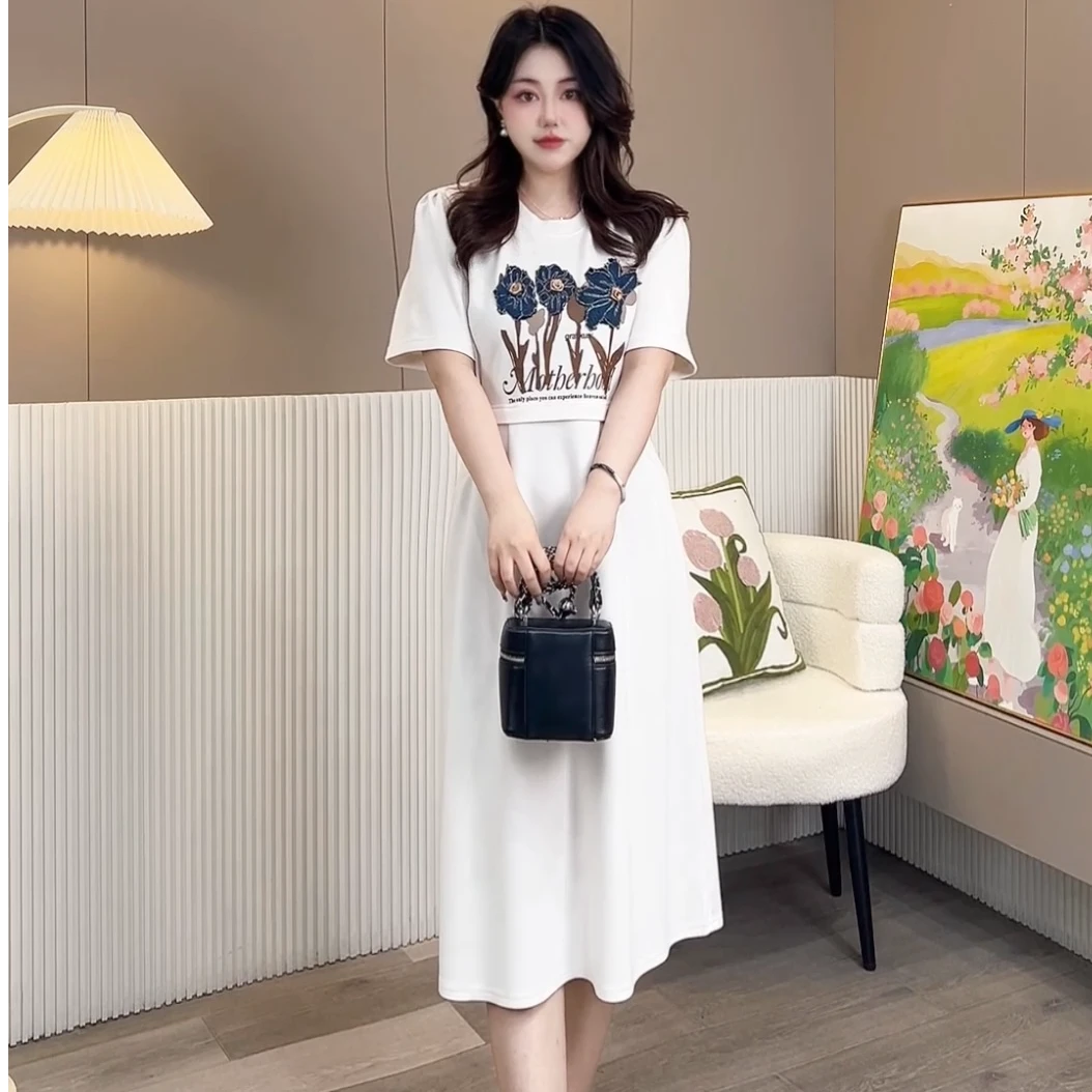 【玲胖胖 圣洁罗兰】宽松时尚百搭显瘦大码连衣裙LPP61556