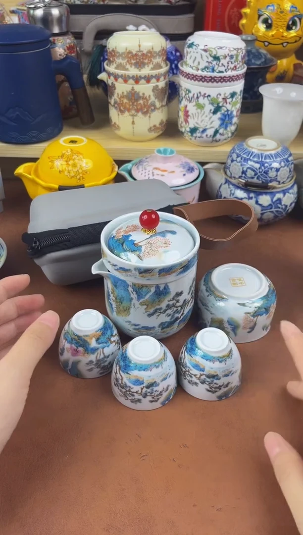 陶瓷茶具摆件旅行套组