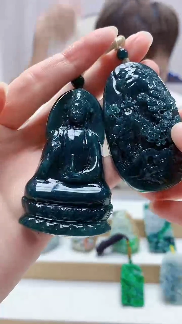 未镶嵌定制翡翠4868zm-毛货挂件一对173