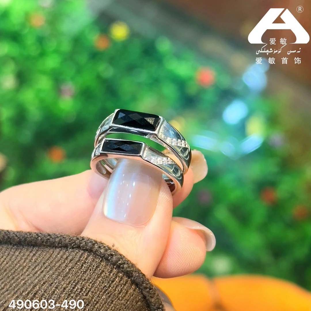 925银莫桑石戒指 爱敏首饰戒指490603