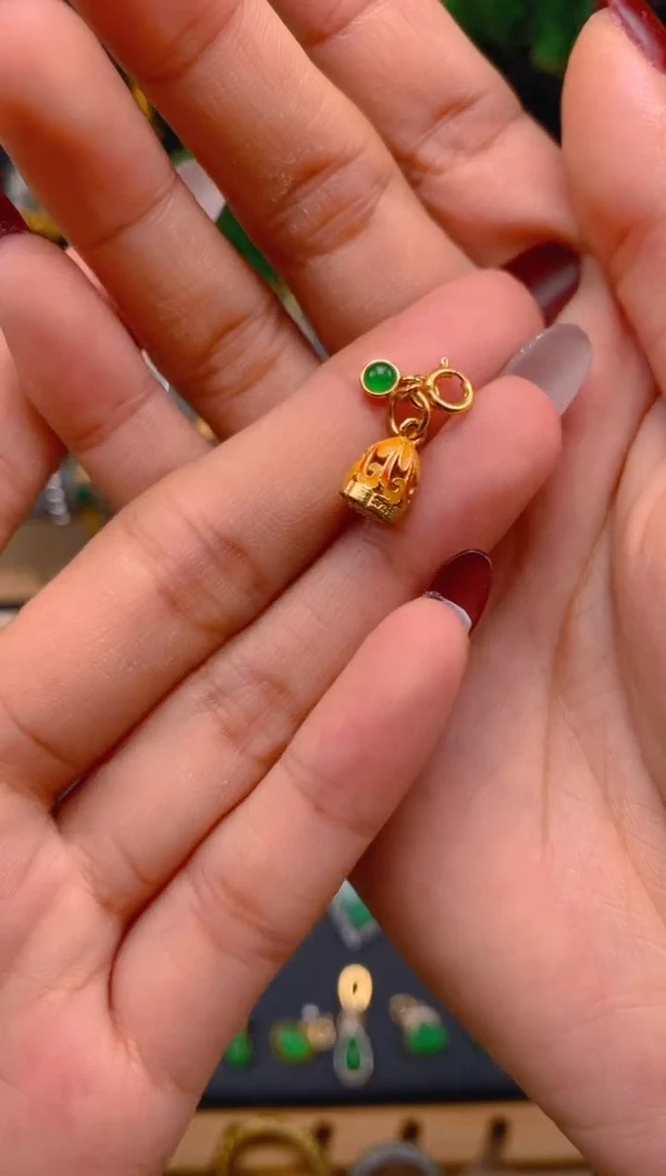 吊坠(不含链)银S925镶嵌翡翠莲蓬