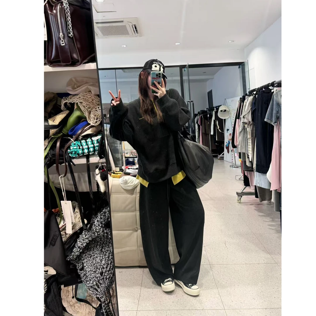 晶咕【胶囊系列】半拉链慵懒套头卫衣+全松紧腰抽绳立体结构休闲裤