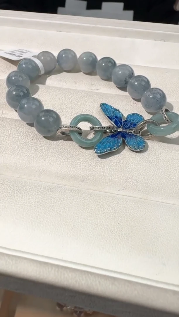 【闪购商品】水晶手链银S925镶嵌蓝兔毛蝴蝶款
