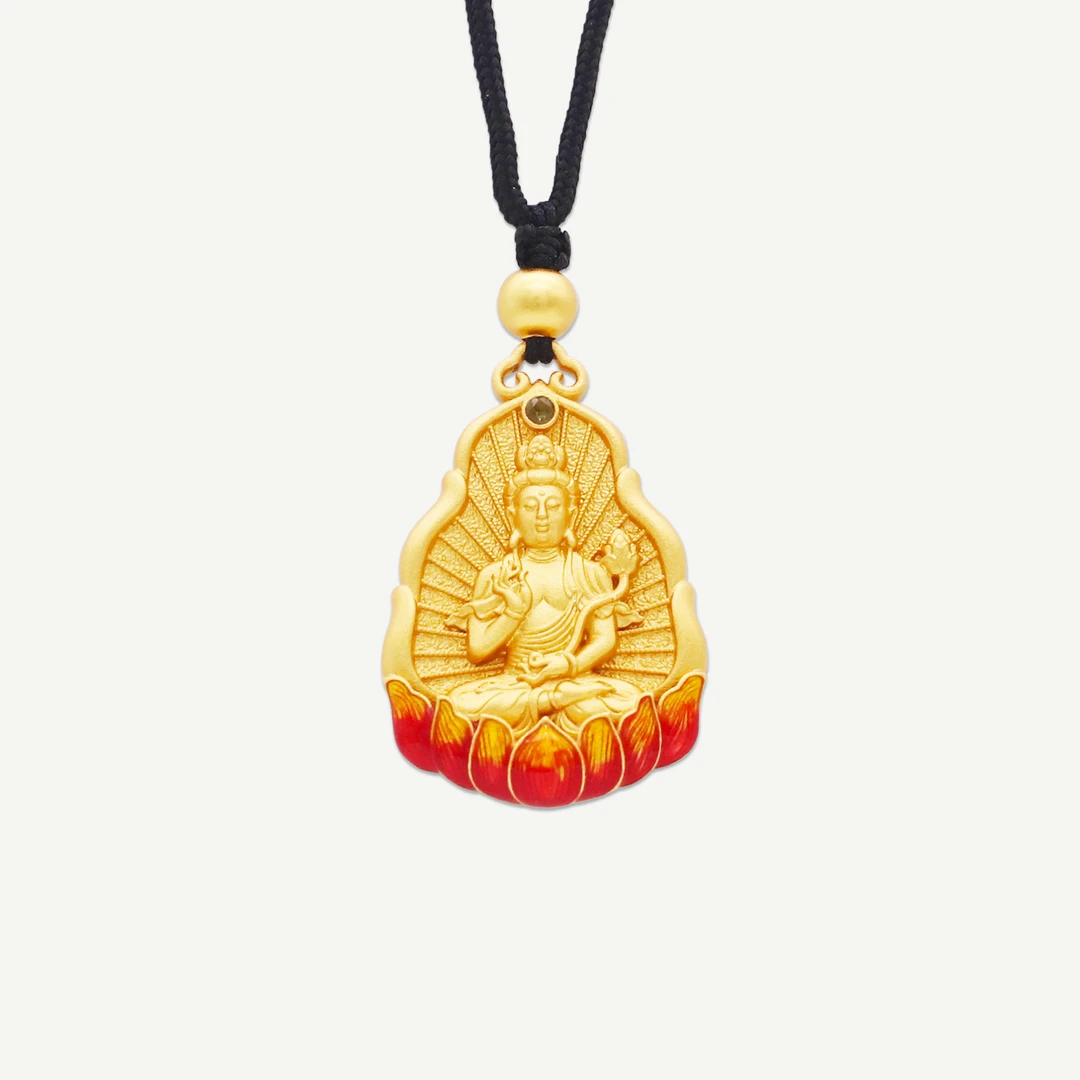 皇石坊-菩萨慈悲碧玺镀金银吊坠