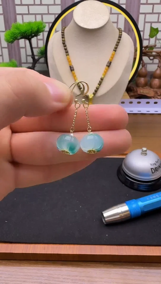 14K金镶嵌翡翠耳饰E227