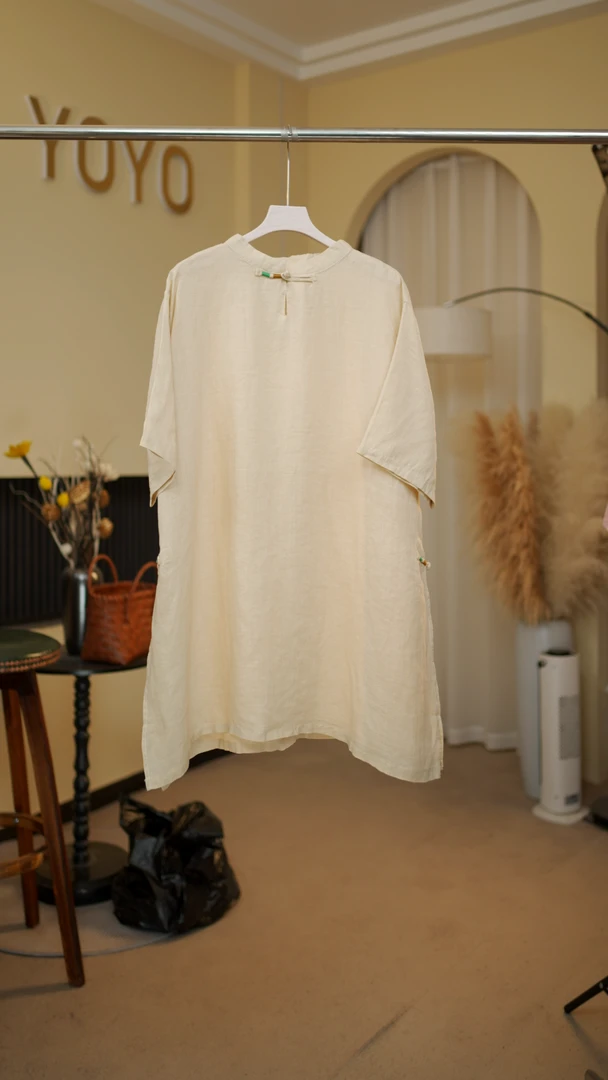 山木间衫雀系列纯苎麻绕线盘扣上衣MQ7086