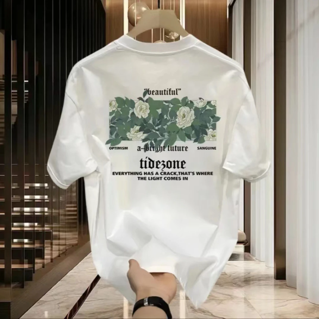 仓石一树短袖t恤男2025夏季时尚印花宽松ins百搭痞帅慵懒风男装