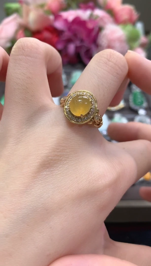 18K金镶嵌戒指翡翠秋日珠宝E49