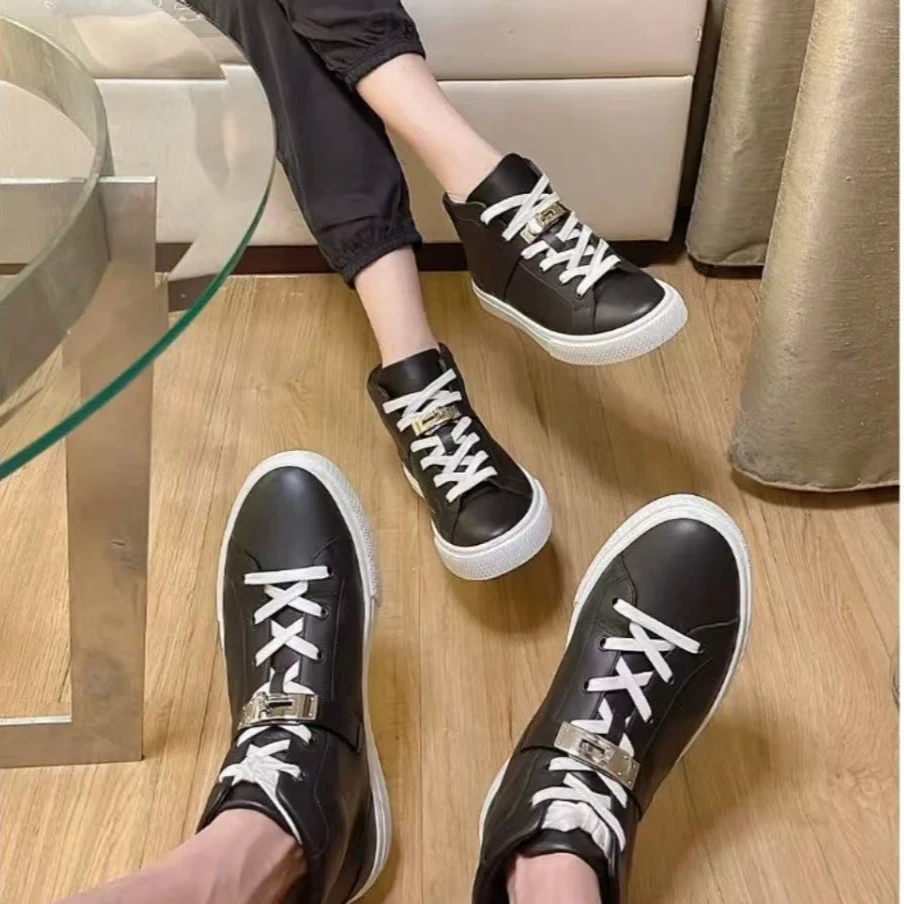 未使用 Hermes/爱马仕 时尚百搭休闲 高帮 板鞋 黑色
