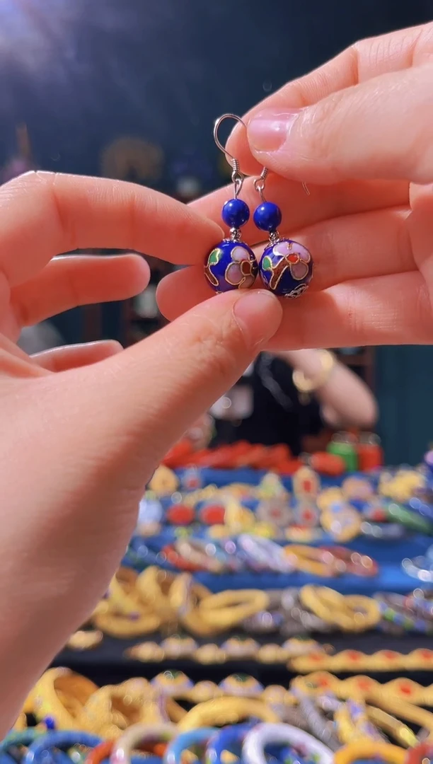 【闪购商品】非遗技艺景泰蓝耳坠 宝蓝