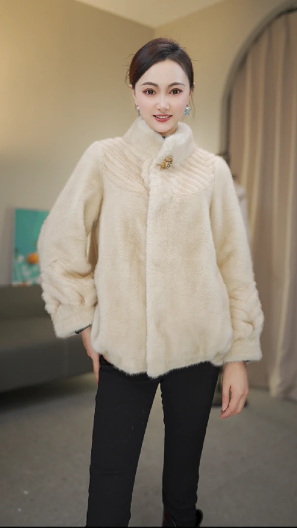 【孟彦希】银龙貂2025时尚百搭原创设计师轻奢外套3319皮毛一体